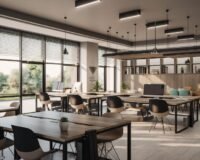 Flexible office space in Nehru Place with modern workstations, natural lighting, and comfortable seating