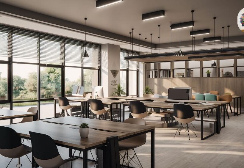 Flexible office space in Nehru Place with modern workstations, natural lighting, and comfortable seating